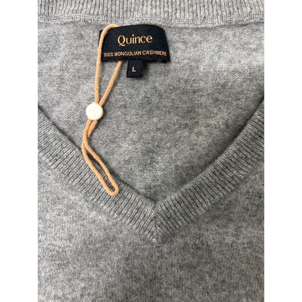 Quince NWOT 100% Mongolian Cashmere Brushed V-neck Sweater in Heather Gray Sz L - Picture 5 of 8